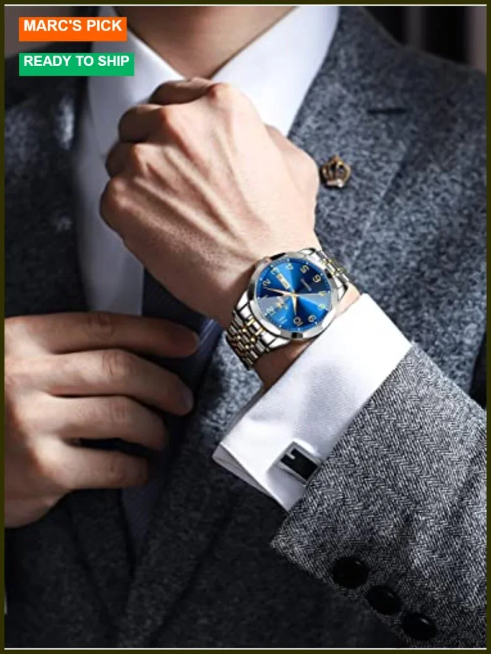 Luxury Dress Analog Quartz Stainless Steel Watch Luminous Date Business Casual